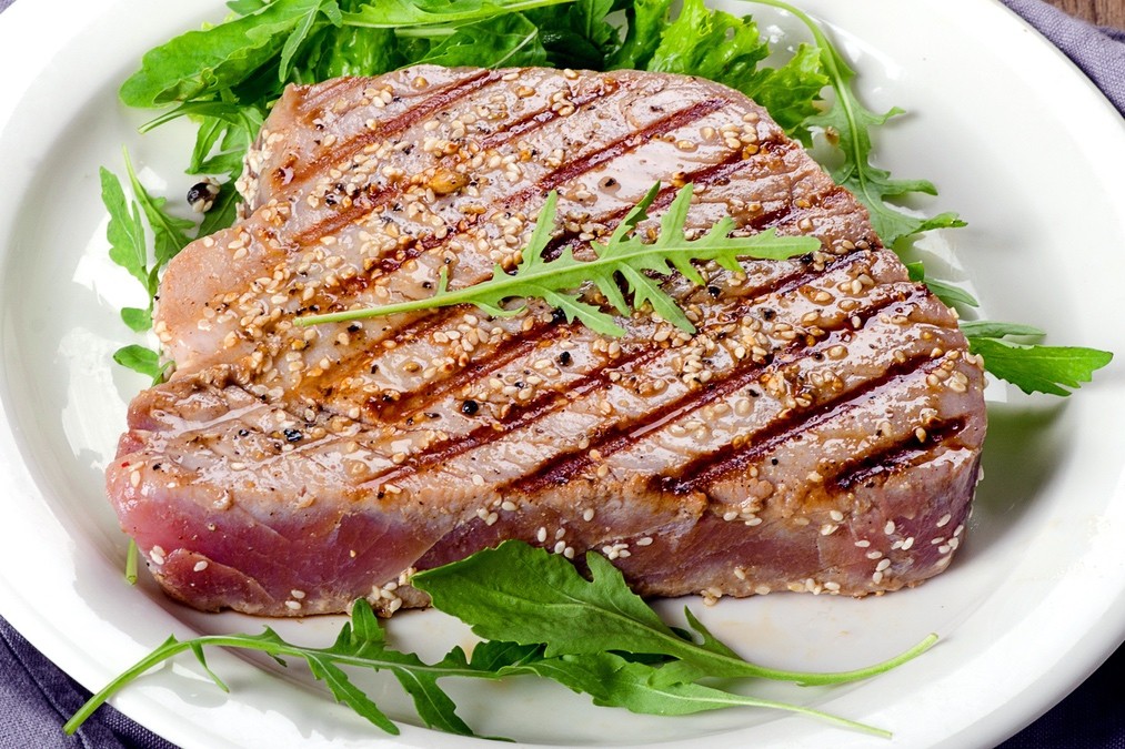 Grilled Tuna with Roasted Beet Vinaigrette