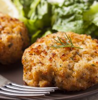 Maine Crabcakes with Corn and Leek Ragout