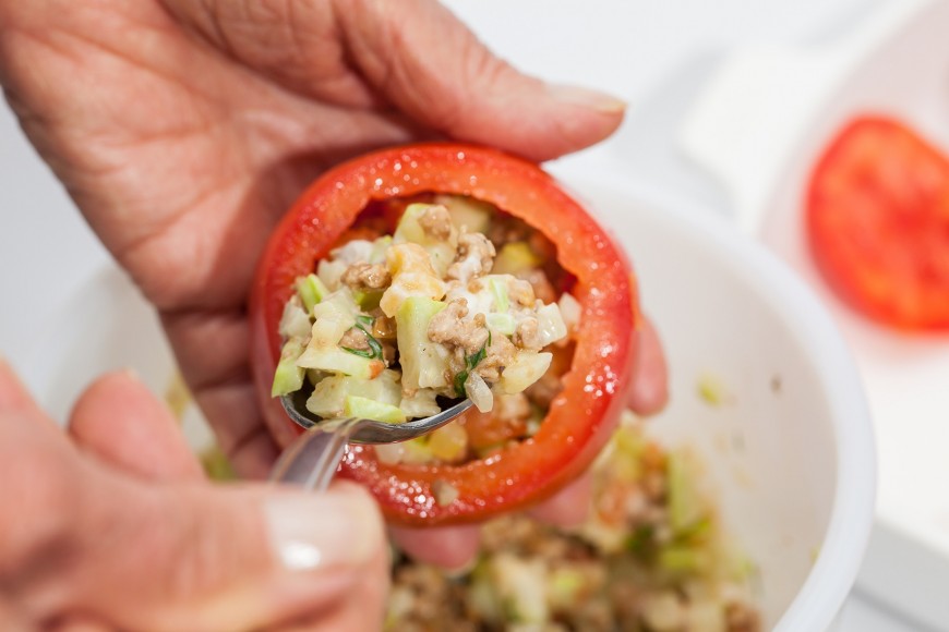 Basil-Stuffed Beefsteak Tomatoes