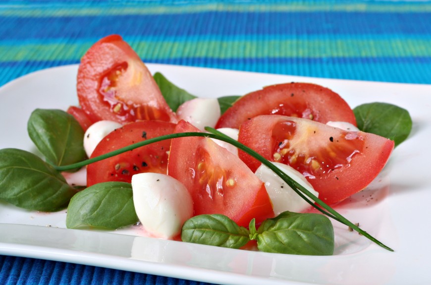 Summer Tomato Salad with Red Wine & Basil Vinaigrette