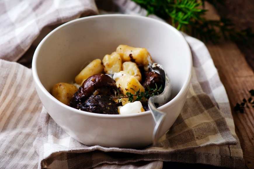 Wild Mushroom Gnocchi with Chive Emulsion