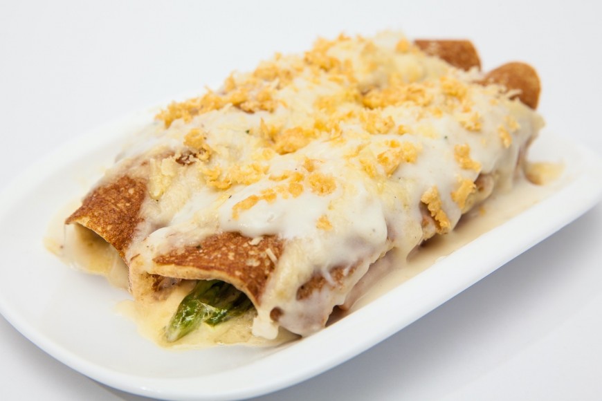 Asparagus & Mushroom Stuffed Crepes with Sherry Cream Sauce New