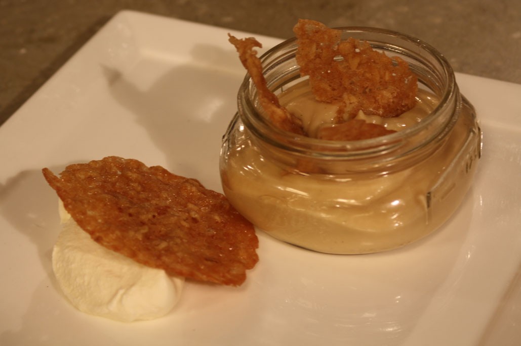 New England Butterscotch Pudding and Oatmeal Lace Cookie