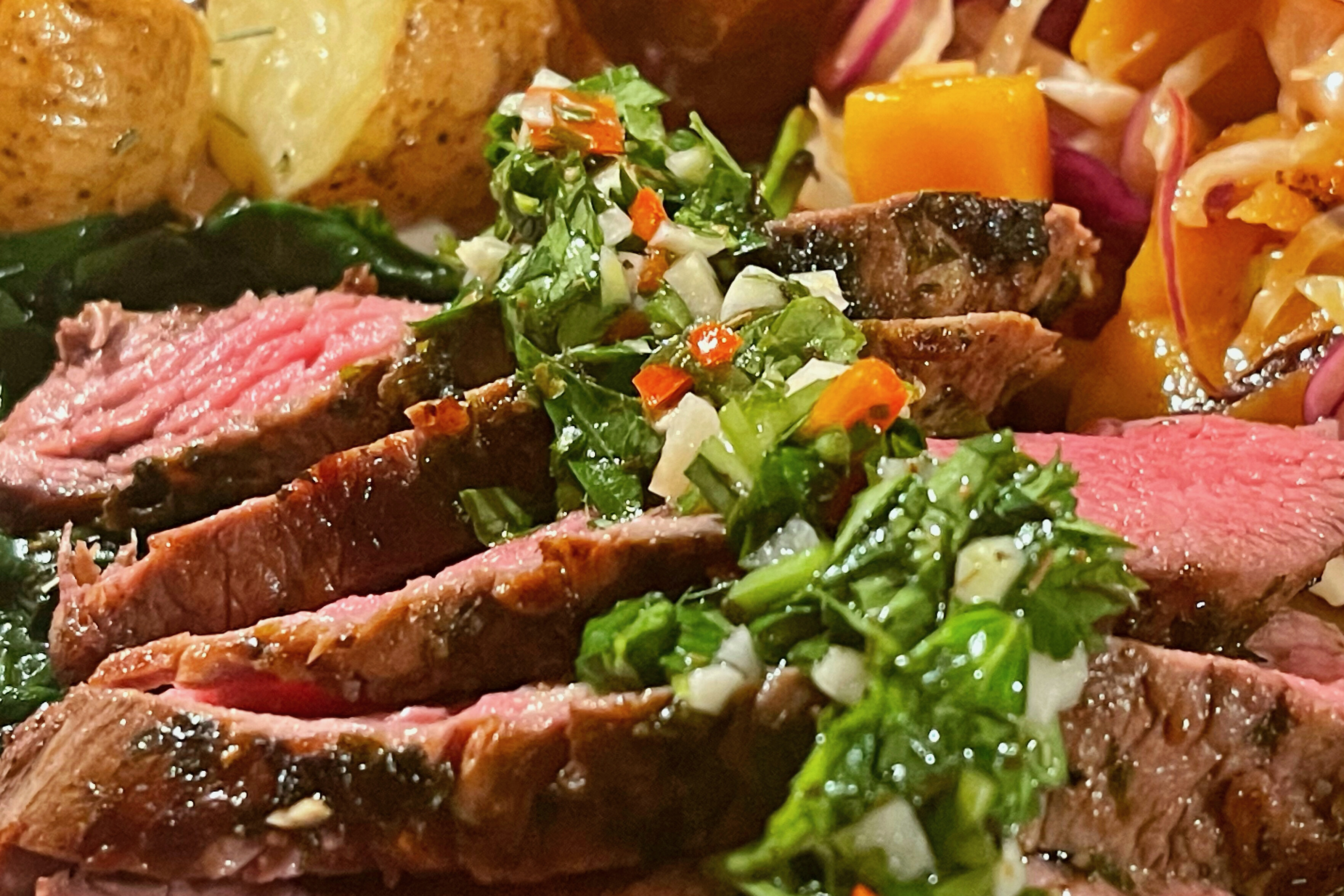 Grilled Teres Major Steak with Chimichurri Sauce